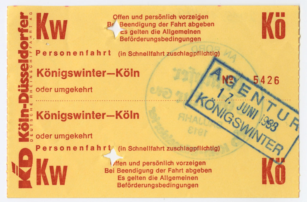 Schiffsfahrschein "Königswinter - Köln"