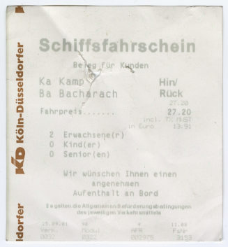 Schiffsfahrschein "Kamp - Bacharch"
