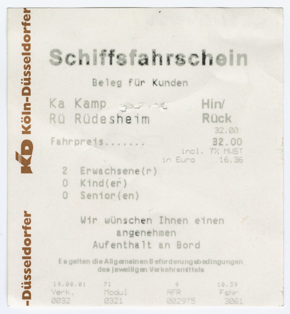Schiffsfahrschein "Kamp - Rüdesheim"