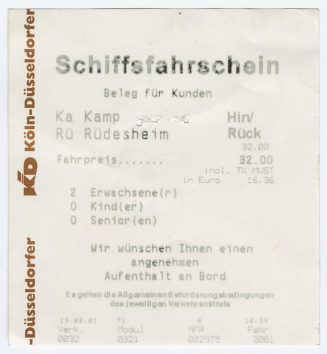 Schiffsfahrschein "Kamp - Rüdesheim"