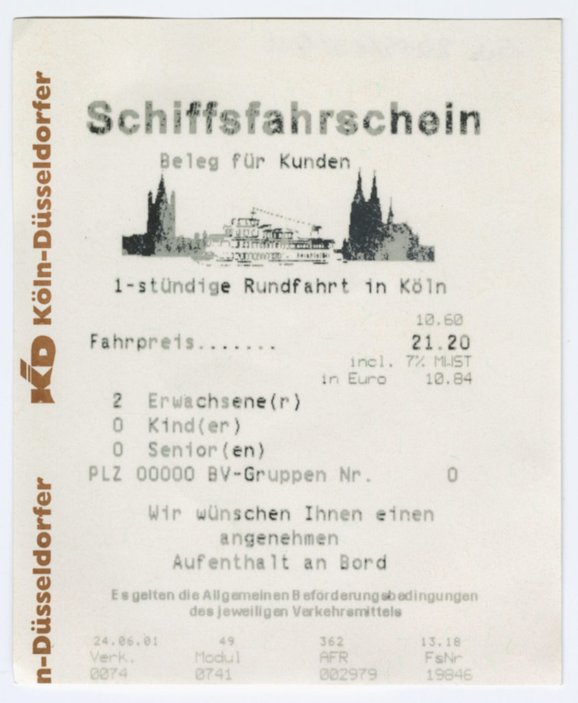 Schiffsfahrschein "1-stündige Rundfahrt in Köln"
