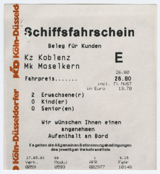 Schiffsfahrschein "Koblenz - Moselkern"