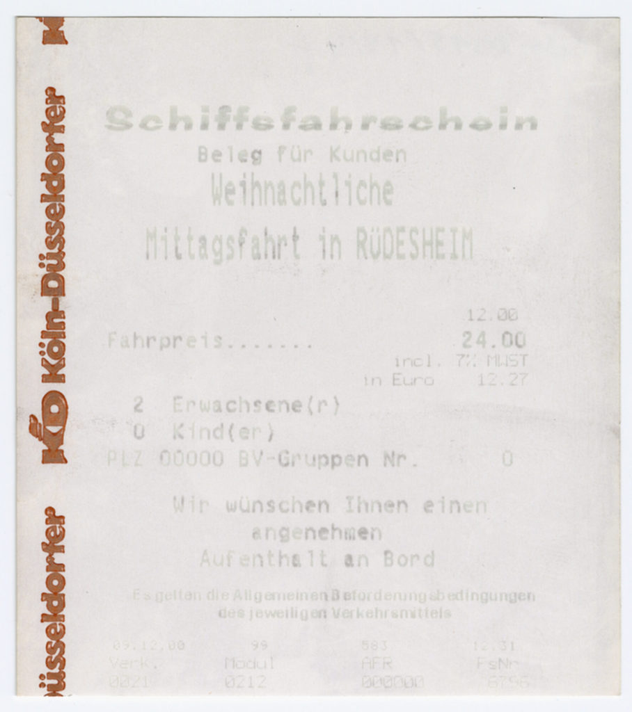 Schiffsfahrschein "Weihnachtliche Mittagsfahrt in Rüdesheim"