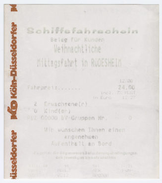 Schiffsfahrschein "Weihnachtliche Mittagsfahrt in Rüdesheim"
