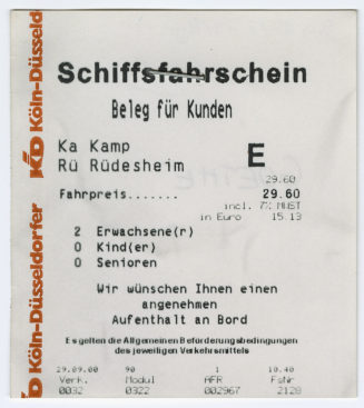 Schiffsfahrschein "Kamp - Rüdesheim"