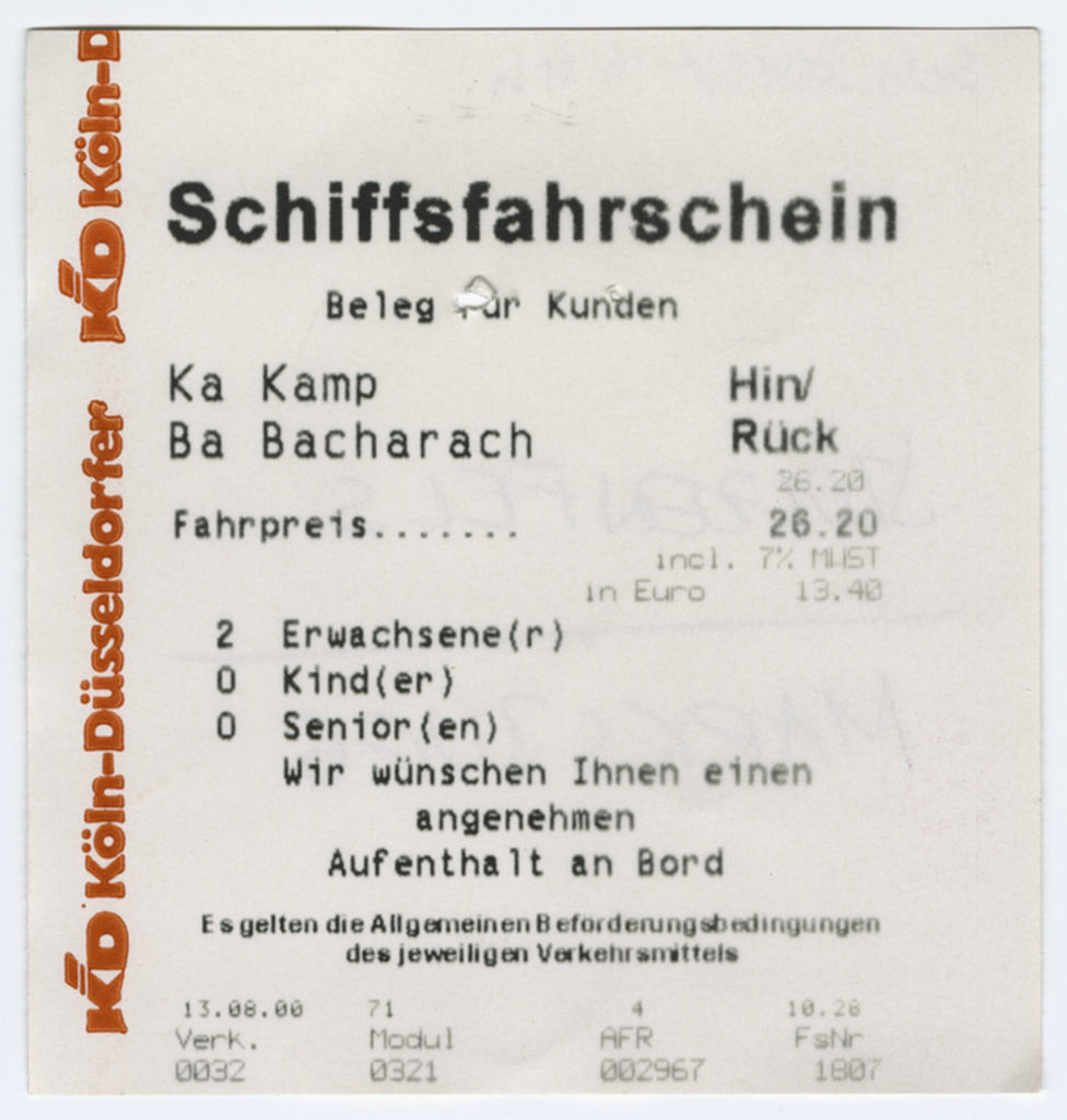 Schiffsfahrschein "Kamp - Bacharach"