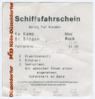 Schiffsfahrschein "Kamp - Bingen"