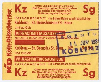 Schiffsfahrschein "Koblenz - St. Goarshausen/St. Goar"