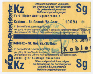 Schiffsfahrschein "Koblenz - St. Goarsh./St. Goar"