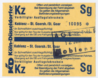 Schiffsfahrschein "Koblenz - St. Goarsh./St. Goar"