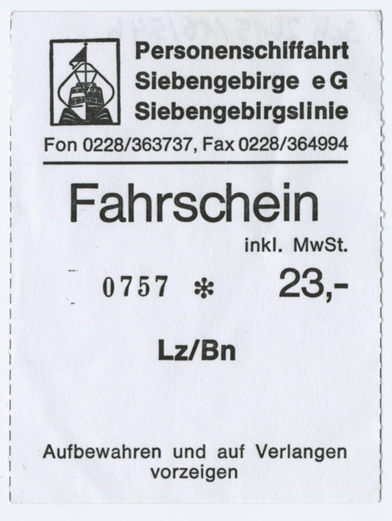 Schiffsfahrschein "Lz/Bn" [Linz - Bonn]