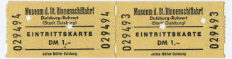 zwei Eintrittskarten "Museum d. Dt. Binnenschiffahrt Duisburg-Ruhrort"