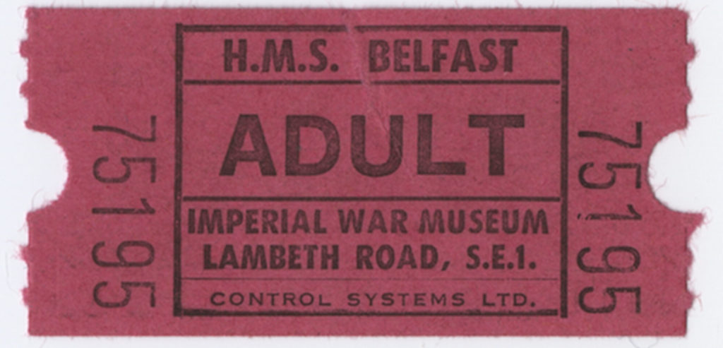Eintrittskarte "Imperial War Museum" London "H.M.S. Belfast"