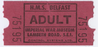 Eintrittskarte "Imperial War Museum" London "H.M.S. Belfast"