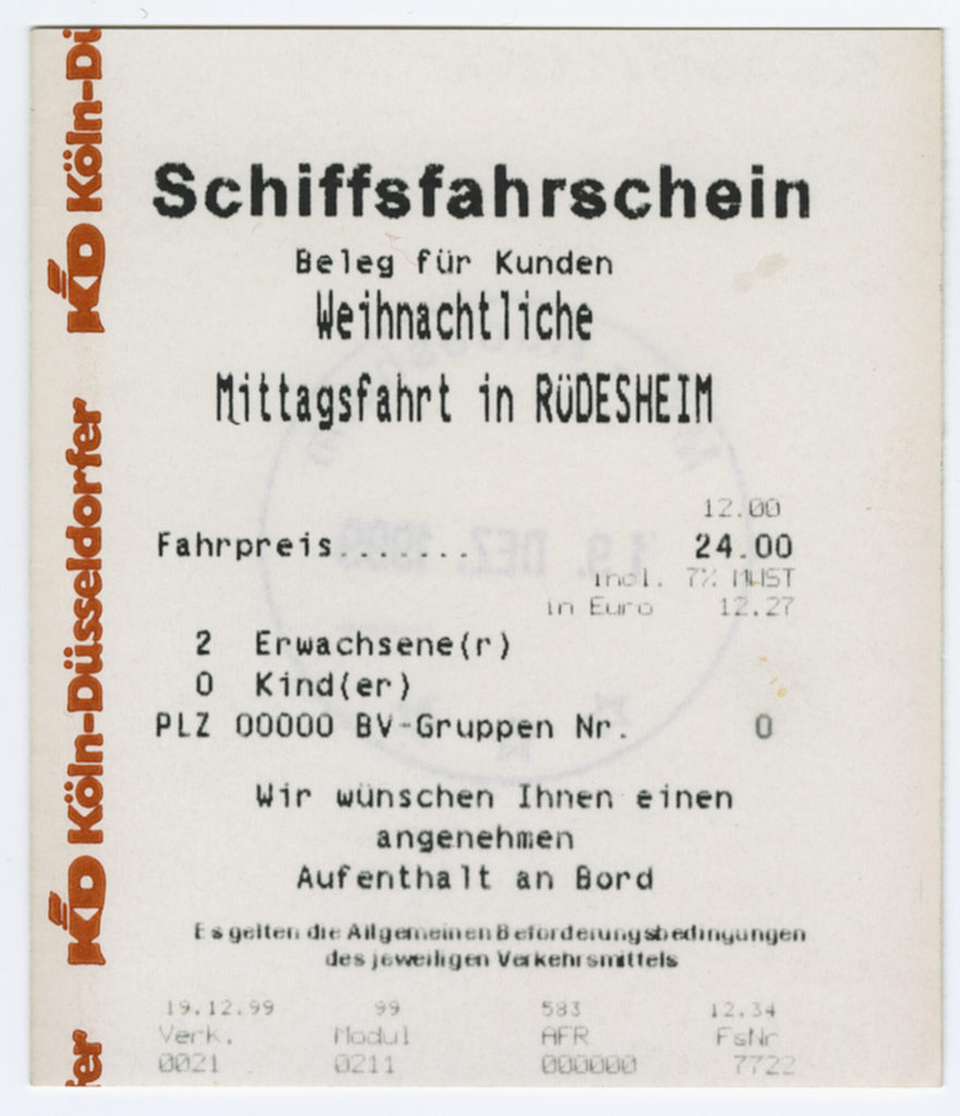 Schiffsfahrschein "Weihnachtliche Mittagsfahrt in RÜDESHEIM"