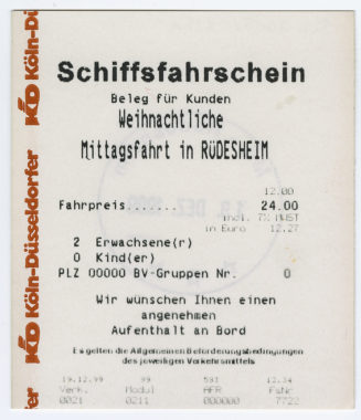 Schiffsfahrschein "Weihnachtliche Mittagsfahrt in RÜDESHEIM"