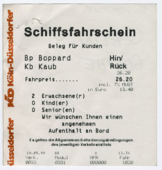 Schiffsfahrschein "Boppard - Kaub"