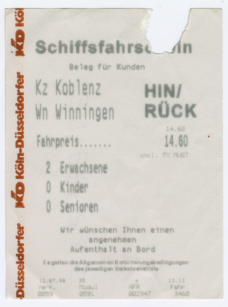 Schiffsfahrschein "Koblenz - Winningen"