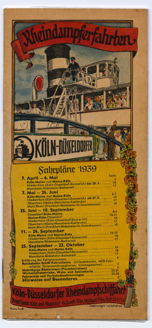Köln-Düsseldorfer Deutsche Rheinschiffahrt AG (Beteiligte Institution), Köln-Düsseldorfer Rheindampfschiffahrt, 1939