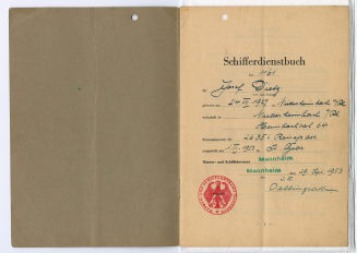Schifferdienstbuch Nr. 1161 für Josef Dietz