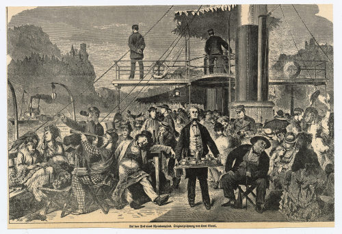 Unbekannt (Stecher*in), Auf dem Deck eines Rheindampfers., 1871