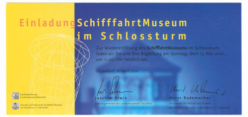 Joachim Erwin (Unterzeichner*in), Einladung. SchifffahrtMuseum im Schlossturm, 2001