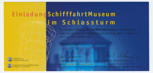 Joachim Erwin (Unterzeichner*in), Einladung. SchifffahrtMuseum im Schlossturm, 2001