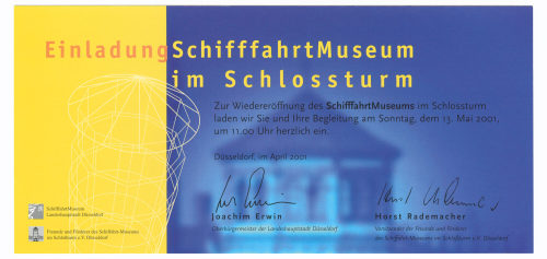 Joachim Erwin (Unterzeichner*in), Einladung. SchifffahrtMuseum im Schlossturm, 2001