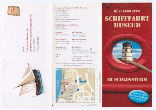 Freunde und Förderer des SchifffahrtMuseum im Schlossturm e.V. Düsseldorf (Herausgeber*in), Flyer "DÜSSELDORFER SCHIFFFAHRTMUSEUM IM SCHLOSSTURM", 2000 (?)