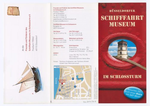 Freunde und Förderer des SchifffahrtMuseum im Schlossturm e.V. Düsseldorf (Herausgeber*in), Flyer "DÜSSELDORFER SCHIFFFAHRTMUSEUM IM SCHLOSSTURM", 2000 (?)
