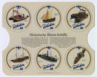 Stanzrahmen mit Bierdeckeln der Brauerei Frankenheim Alt "Historische Rheinschiffe"