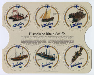 Stanzrahmen mit Bierdeckeln der Brauerei Frankenheim Alt "Historische Rheinschiffe"