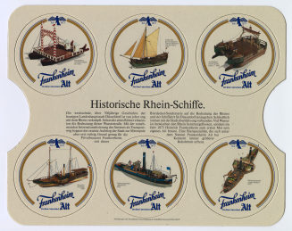 Stanzrahmen mit Bierdeckeln der Brauerei Frankenheim Alt "Historische Rheinschiffe"