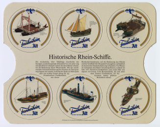 Stanzrahmen mit Bierdeckeln der Brauerei Frankenheim Alt "Historische Rheinschiffe"