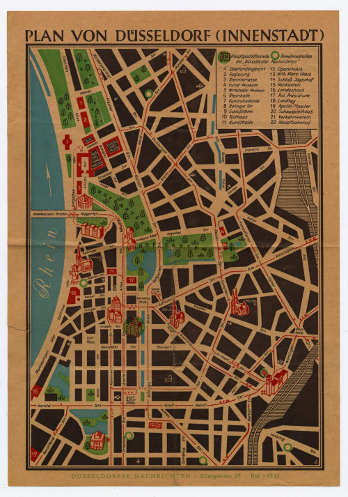 Unbekannt (Künstler*in), PLAN VON DÜSSELDORF (INNENSTADT), ca. 1956