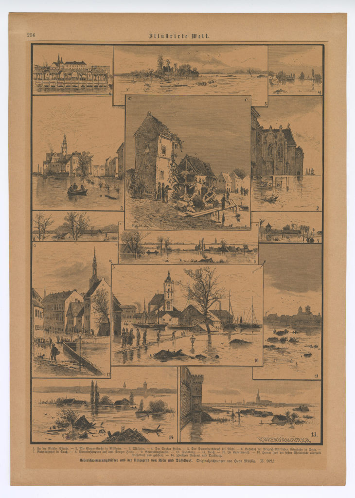 Ueberschwemmungsbilder aus der Umgegend von Köln und Düsseldorf