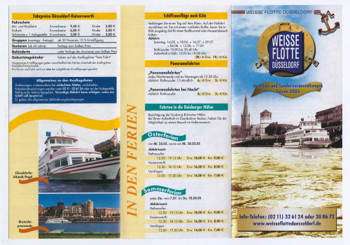 Weisse Flotte Düsseldorf GmbH (Beteiligte Institution), WEISSE FLOTTE. Ausflüge und Sonderveranstaltungen. Saison 2005., 2005