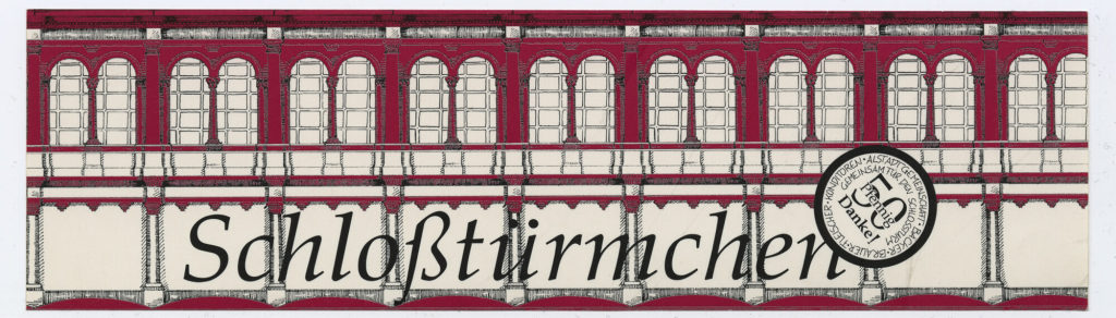 Aufkleber "Schloßtürmchen" der Altstadtgemeinschaft "GEMEINSAM FÜR DEN SCHLOSSTURM"