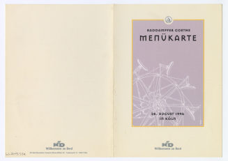 RADDAMPFER GOETHE. MENÜKARTE