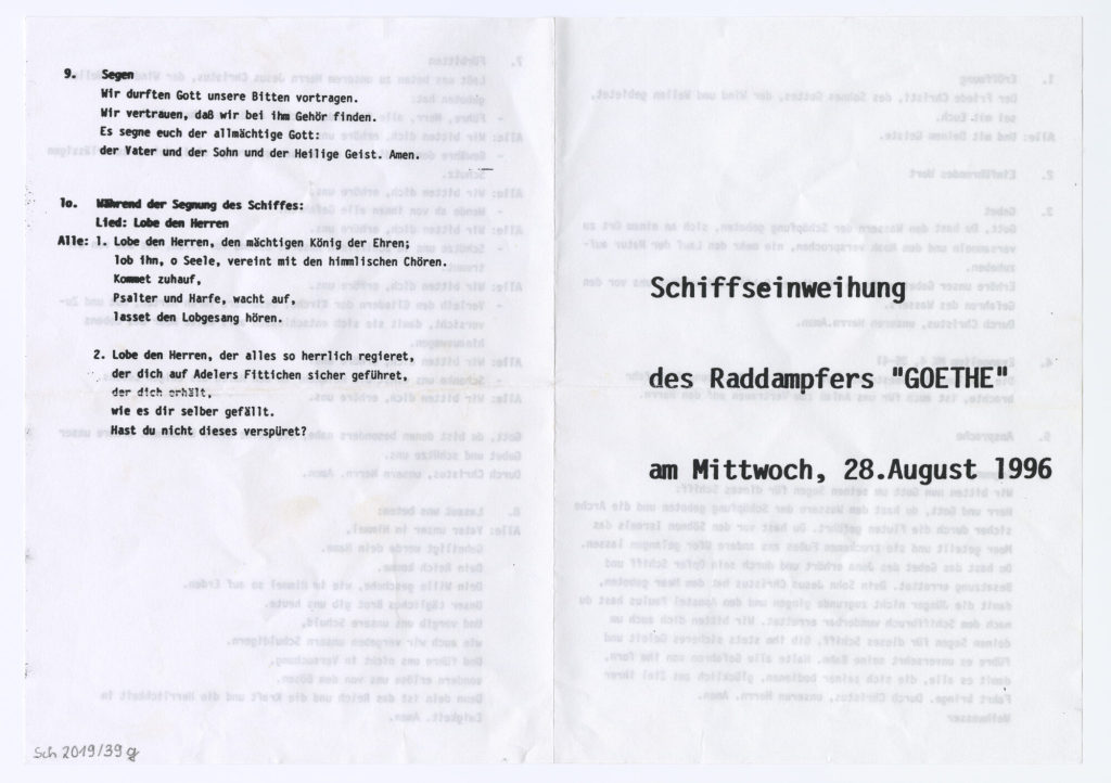 Schiffseinweihung des Raddampfers "GOETHE" am Mittwoch, 28. August 1996