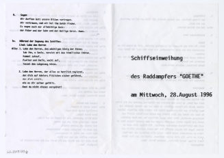 Schiffseinweihung des Raddampfers "GOETHE" am Mittwoch, 28. August 1996