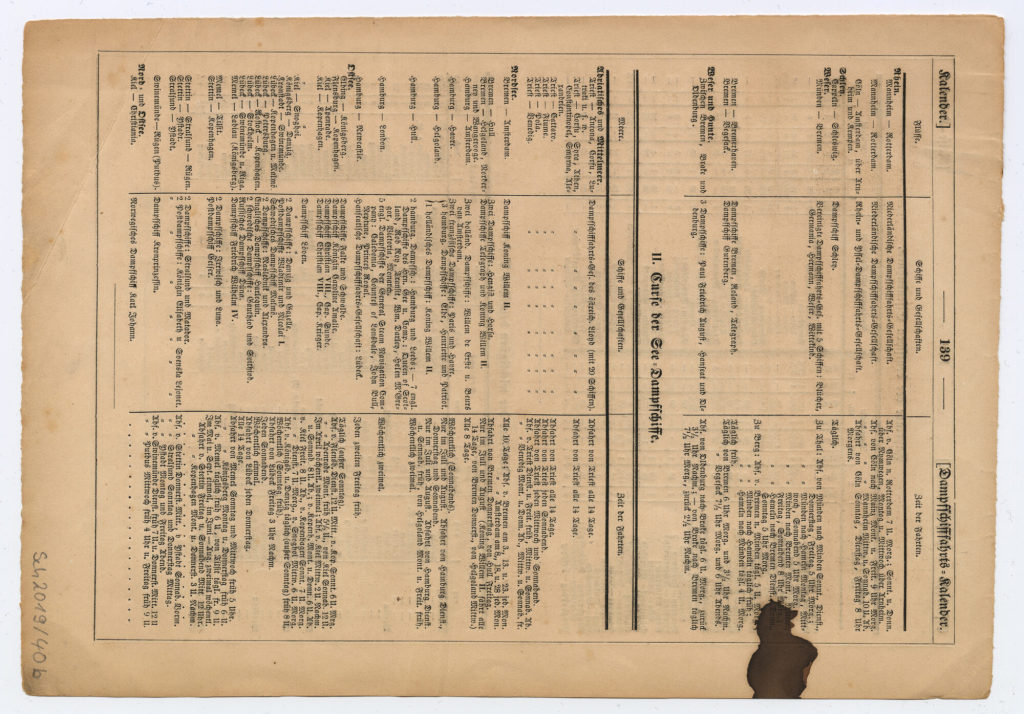 Blatt aus "Dampfschifffahrts-Kalender"