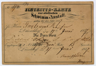EINTRITTS-KARTE zur städtischen Schwimm-Anstalt. gültig für das Jahr 1847