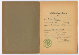 Schifferdienstbuch Nr. 750 für Ernst Hampe