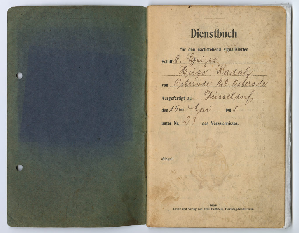 Dienstbuch für den Schiffsheizer Hugo Kadatz