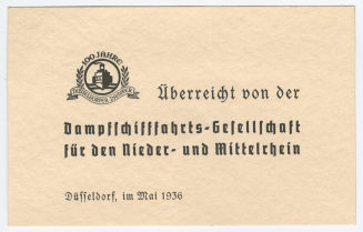 Karte zum 100-jährigen Jubiläum der Dampfschifffahrts-Gesellschaft für den Nieder- und Mittelrhein