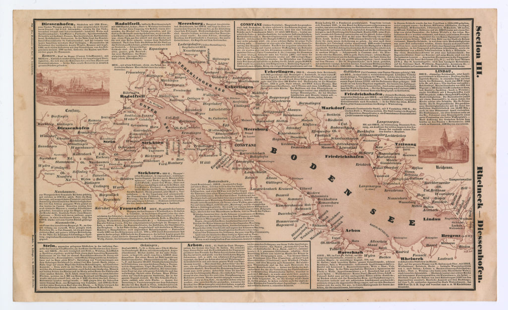 DER RHEIN von den Quellen in der Schweiz bis zur Mündung in die Nordsee. Hostorisch - Topographischer DAMPF-SCHIFFAHRTSATLAS in dreizehn Sectionen