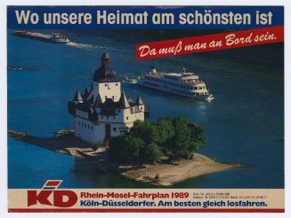 Wo unsere Heimat am schönsten ist. Da muß man an Bord sein. Rhein-Mosel-Fahrplan 1989. Köln-Düsseldorf. Am besten gleich losfahren.