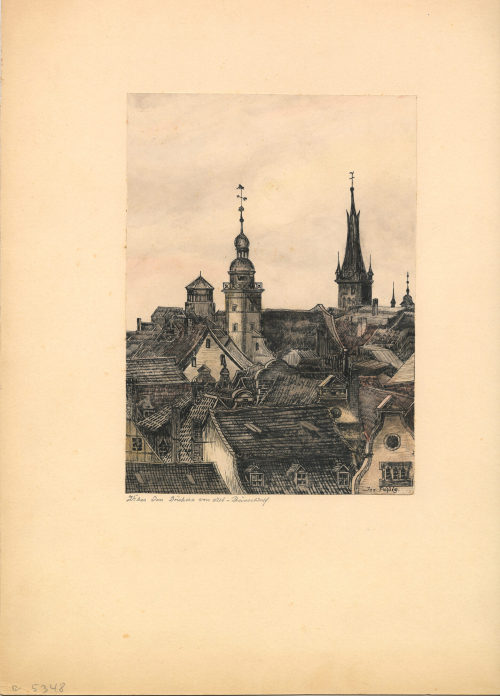 Josef Pohlig (Künstler*in), Über Den Dächern von Alt-Düsseldorf., 20. Jahrhundert