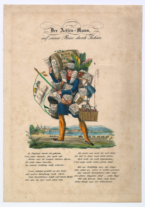 Unbekannt (Künstler*in), Der Actien-Mann, auf seiner Reise durch Sachsen., um 1840